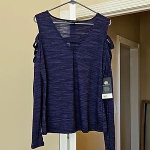 Long sleeve Tshirt Blouse, purple grape, with ribbon sleeve.